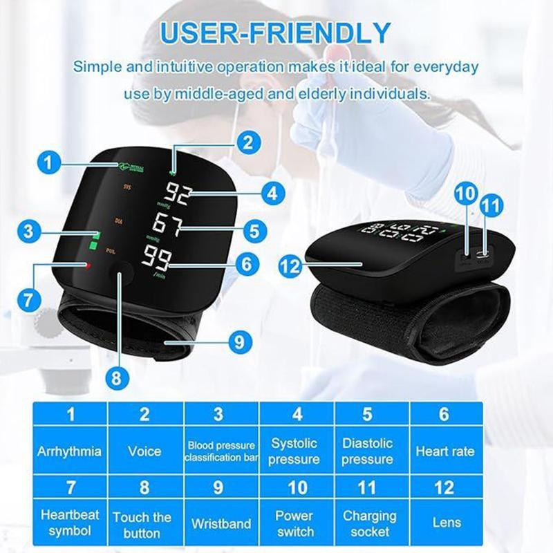 Digital Wrist Blood Pressure Monitor – Touchscreen LED Display
