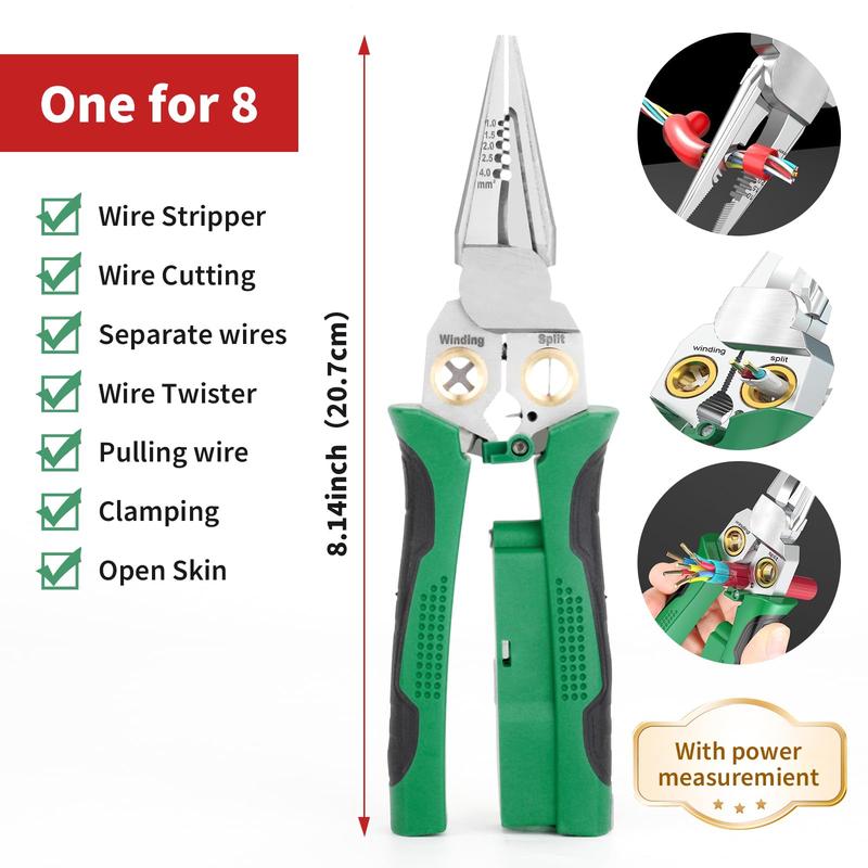 8-in-1 Pliers – Wire Stripper and Electrical Tester