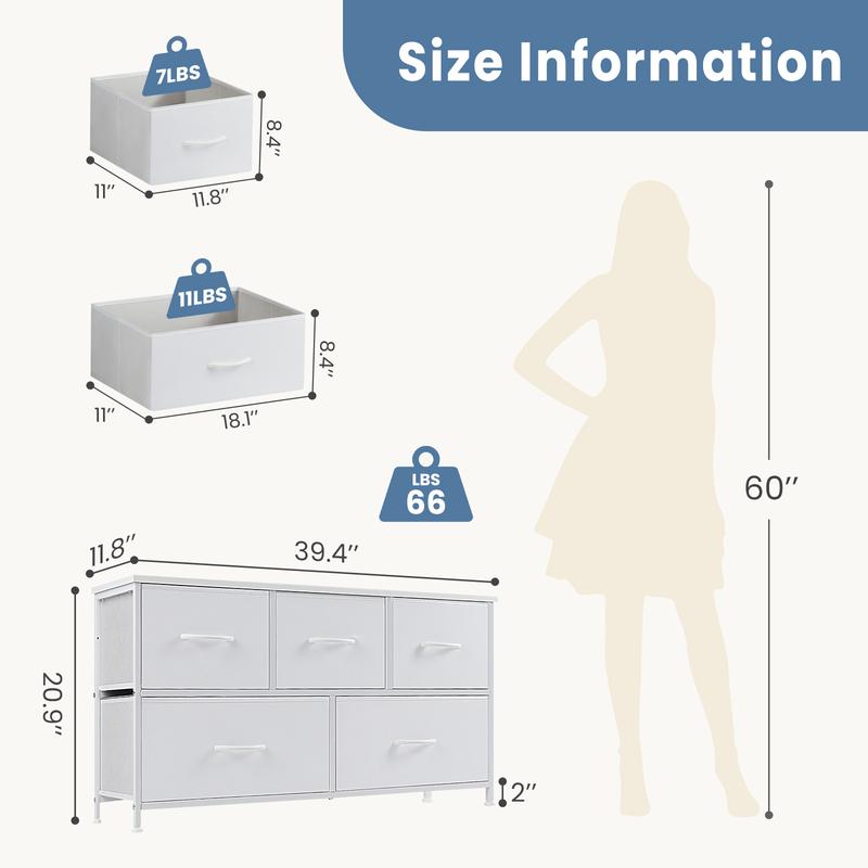 Chest of Drawers Organiser with 5 Drawers – Multipurpose Sideboard