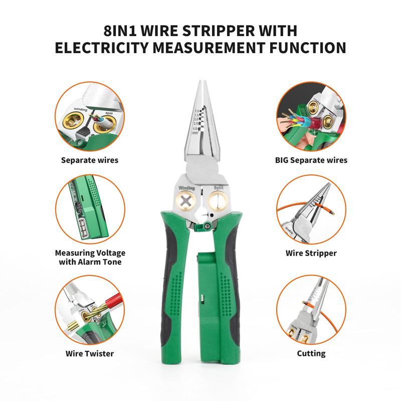 8-in-1 Pliers – Wire Stripper and Electrical Tester