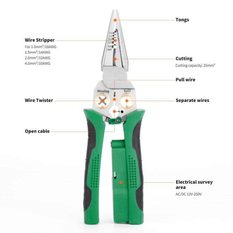 8-in-1 Pliers – Wire Stripper and Electrical Tester
