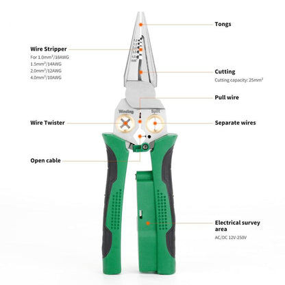 8-in-1 Pliers – Wire Stripper and Electrical Tester