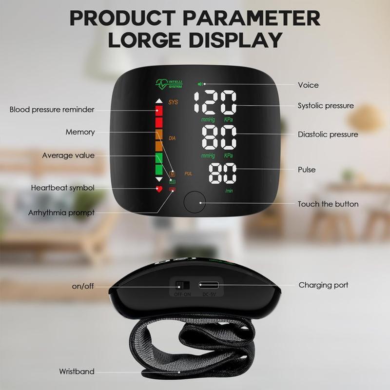 Digital Wrist Blood Pressure Monitor – Touchscreen LED Display
