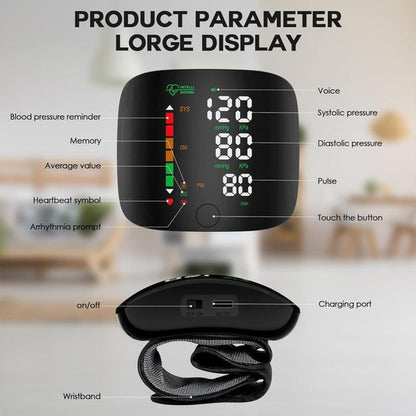 Digital Wrist Blood Pressure Monitor – Touchscreen LED Display