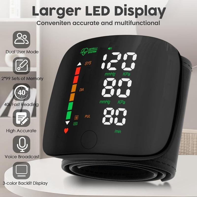Digital Wrist Blood Pressure Monitor – Touchscreen LED Display