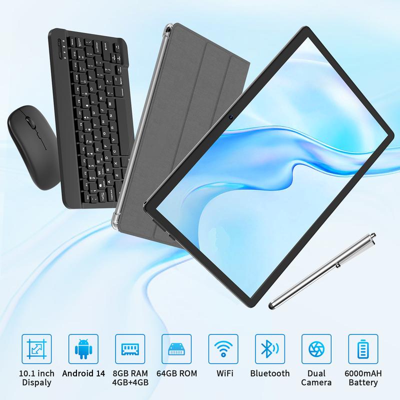 10.1" Android 14 Tablet with Keyboard and Mouse – 8GB+64GB